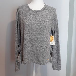 C&C California  gray ruffle sweater top